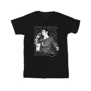 Elvis Mens Triple Logo Portrait T-Shirt / Black